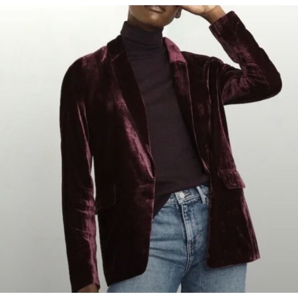 Banana Republic Womens Velvet Single Button Blazer Jacket Size 18 Purple FA EXC - Picture 1 of 12
